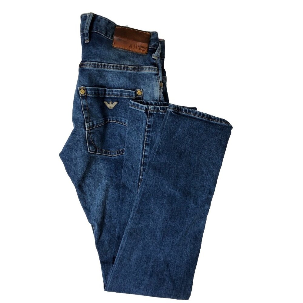 Armani Jeans AJ J29 Slim 29x34 Blue Denim Jeans Button Fly Stretch